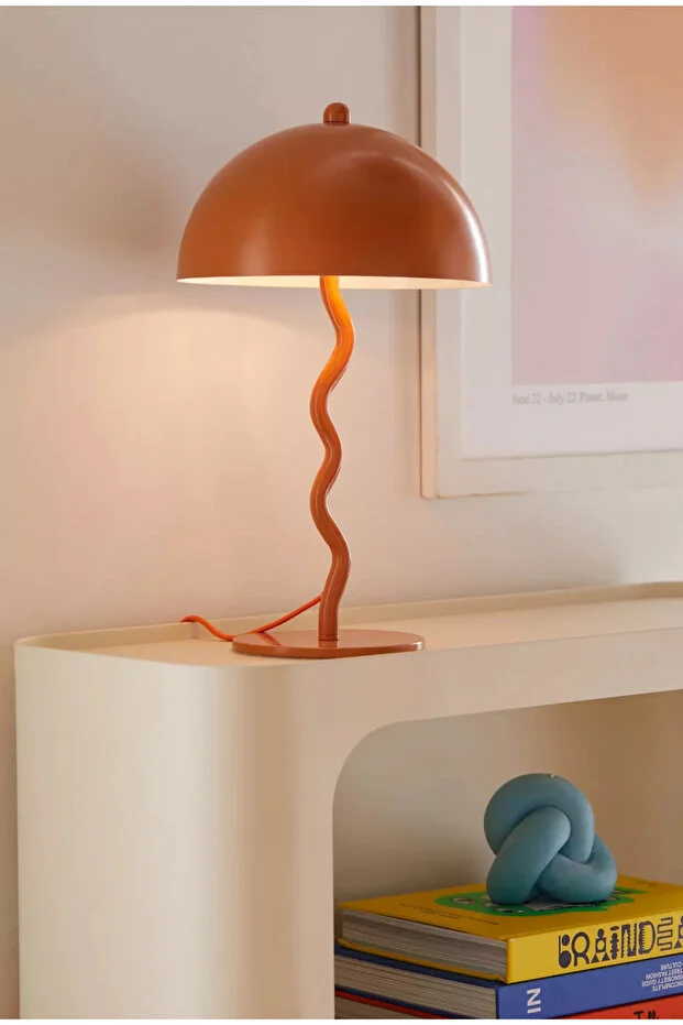 Modern Tasarım Mars Zigzag Abajur Metal Gövde Turuncu